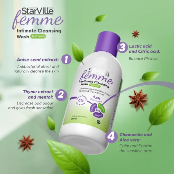 StarVille Femme Intimate Cleansing Wash Refresh 200 ml - الصورة 2