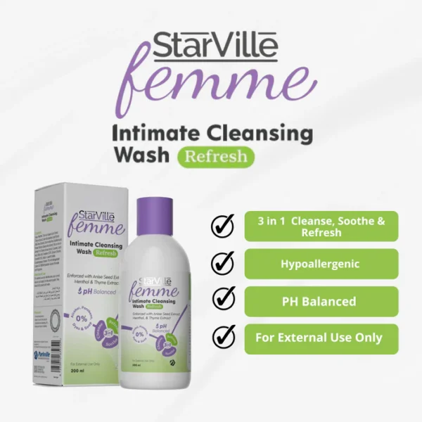 StarVille Femme Intimate Cleansing Wash Refresh 200 ml - الصورة 4